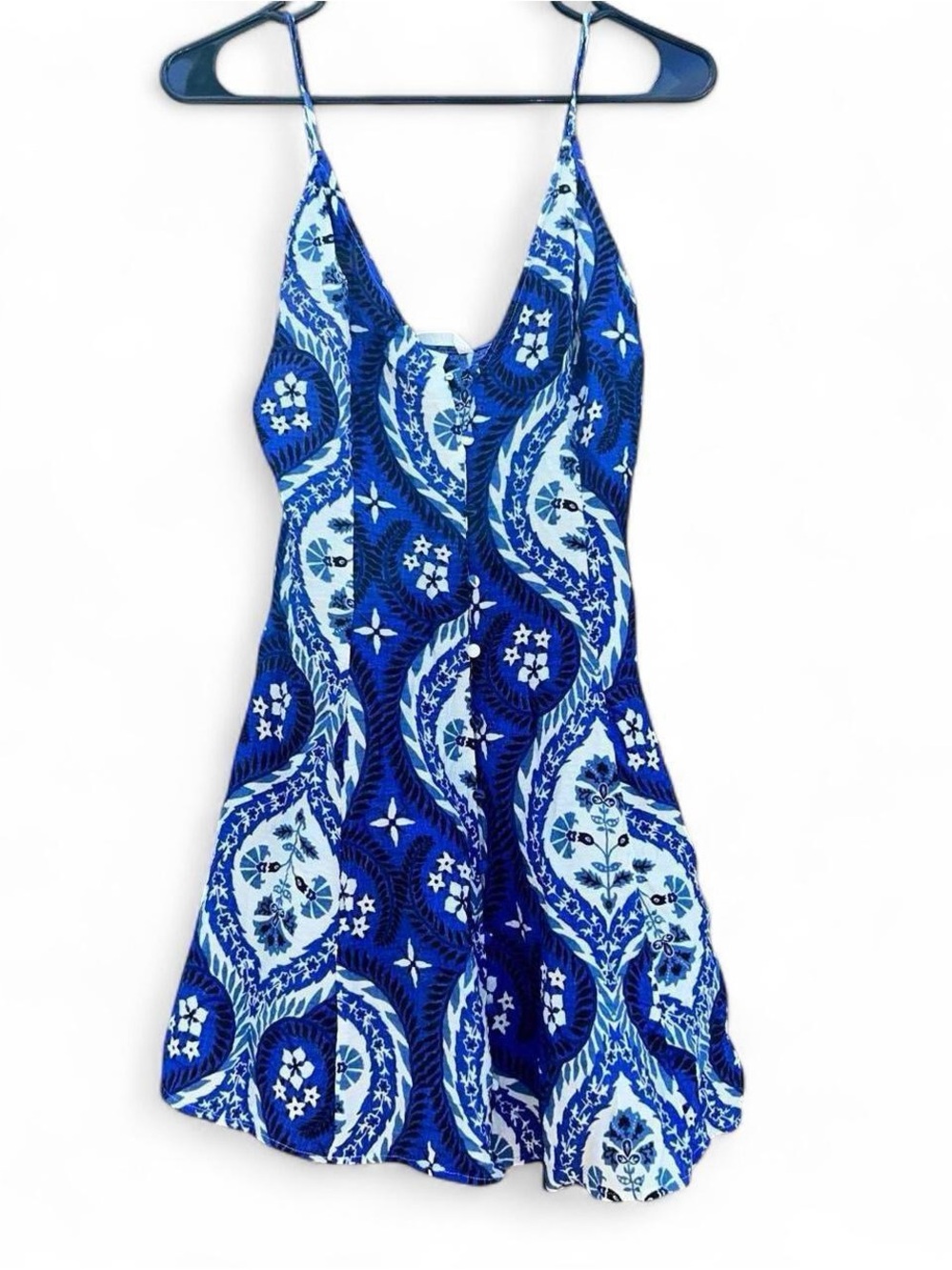H&M Blue Paisley Spaghetti Strap Dress